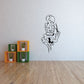 Perched cartoon eagle wall decal with banner, black line art