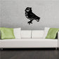 Perched owl looking vinyl decal, black silhouette