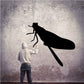 Black dragonfly silhouette decal with perched detail