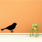 Black swallow bird wall decal, perched side view