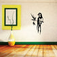 Swallowtail bird wall decal, black silhouette perched with leaves