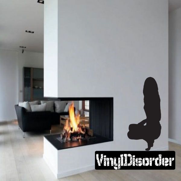 Perched woman silhouette wall decal, dark cutout