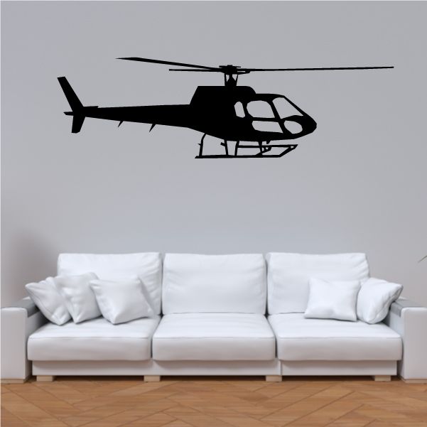 Black helicopter wall decal silhouette