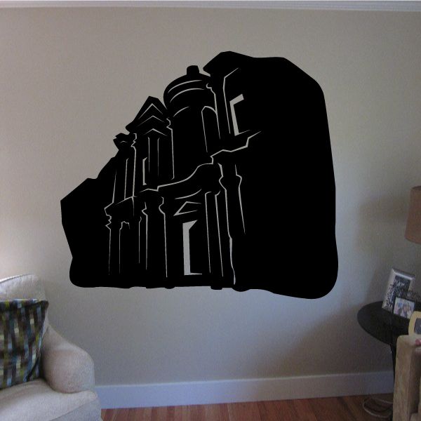 Black Petra-style ancient architecture wall decal silhouette