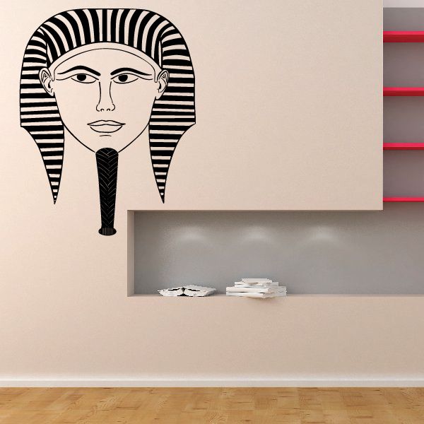 Pharaoh Egyptian wall decal of a black-and-white face with striped headdress.