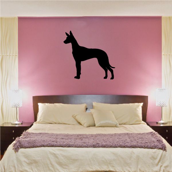 Black hound dog silhouette wall decal with standing pose