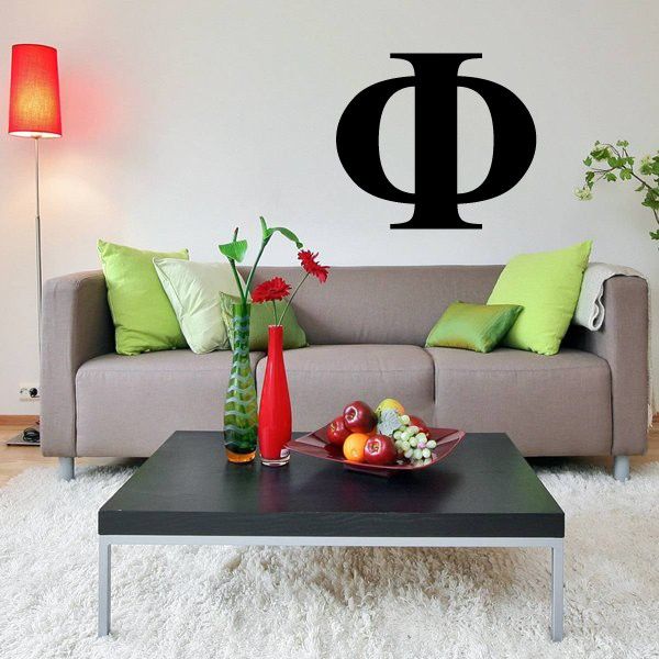 Greek letter Phi decal, black wall vinyl lettering