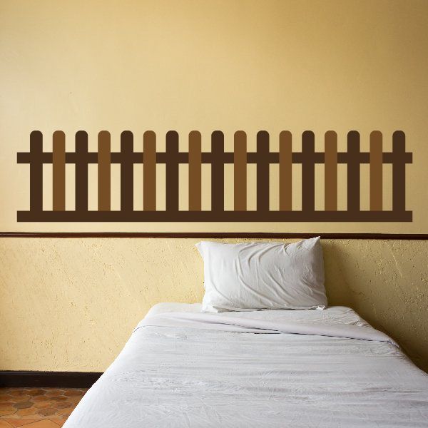 Picket fence wall decal vinyl sticker with vertical pickets and top and base rails