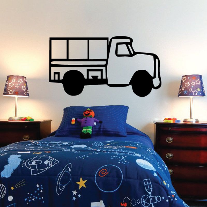 Pickup cartoon truck wall decal, black vinyl silhouette