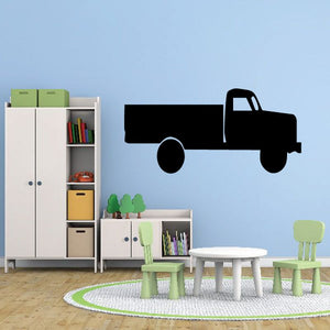 Pickup truck vinyl wall decal, black silhouette of a pickup with open cab