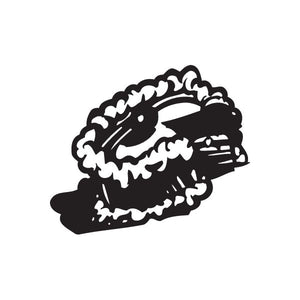 Cartoon pie decal with missing slice, black and white