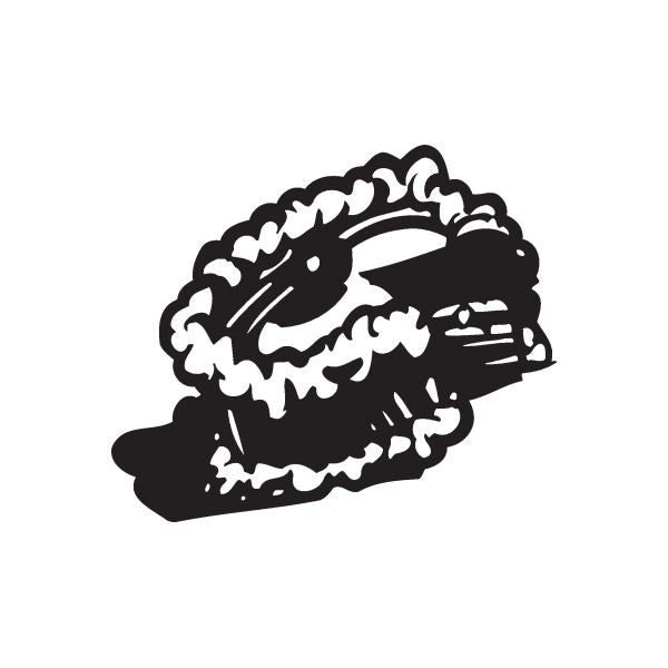Cartoon pie decal with missing slice, black and white