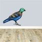 Pigeon sticker of a blue and green bird with folded wings