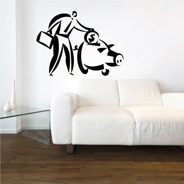 Image of Piggy Bank Wall Decal - Vinyl Decal - Car Decal - Business Decal - MC23