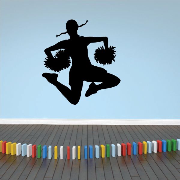 Cheerleader decal silhouette with two pom-poms