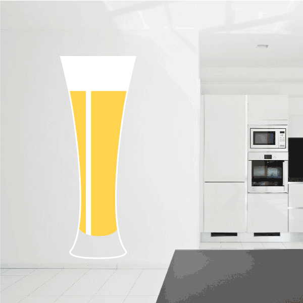 Beer glass sticker with yellow pint-glass graphic