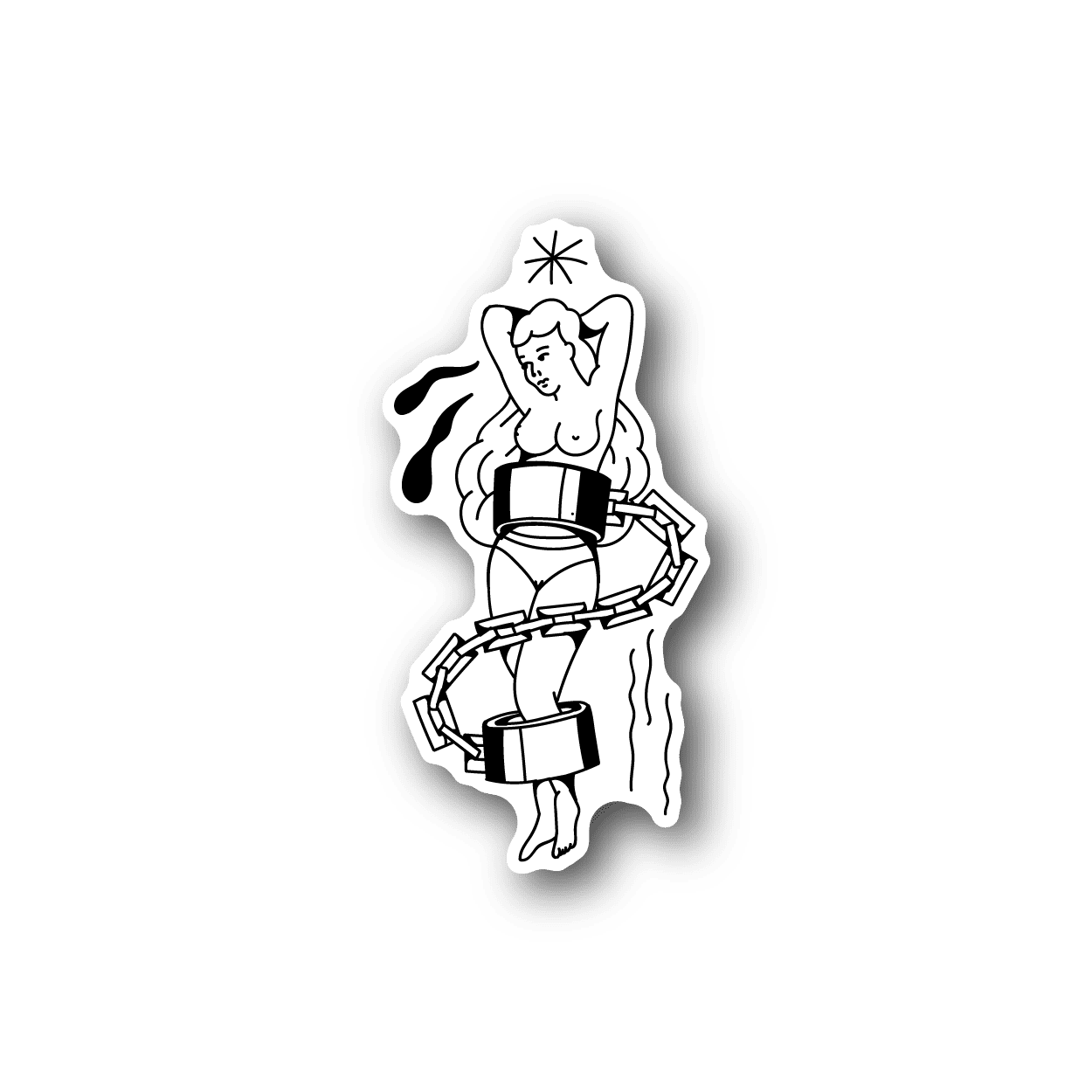 Image of Pin Up Girl In Hand cuffs Sticker