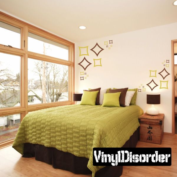 Outlined square wall decals kit with pinched corner shapes