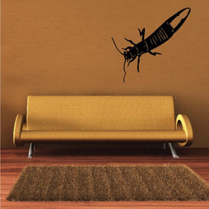Black earwig insect decal with pincers and long antennae