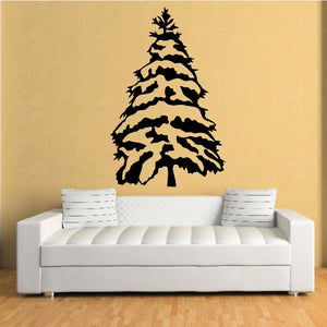 Pine tree wall decal vinyl tree silhouette above couch