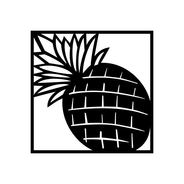 Pineapple decal set with black pineapple silhouette and spiky leaf crown