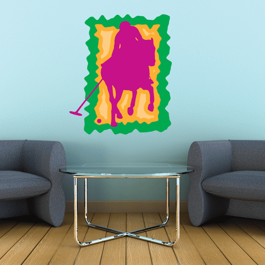 Image of Pink Orange and Green Polo Player Sticker