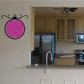 Pink ornament printed die cut wall decal with black swirl hanger outline