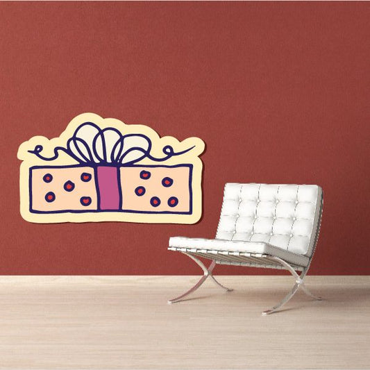 Image of Pink Polka Dot Present Sticker