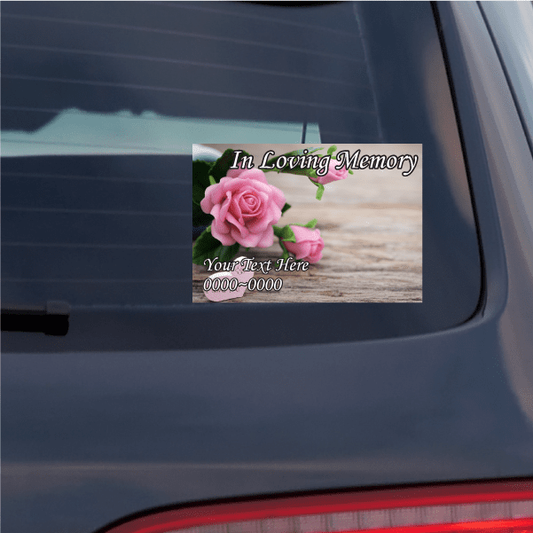 Image of Pink Roses In Loving Memory Custom Sticker