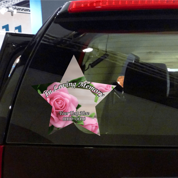 Image of Pink Roses In Loving Memory Custom Sticker