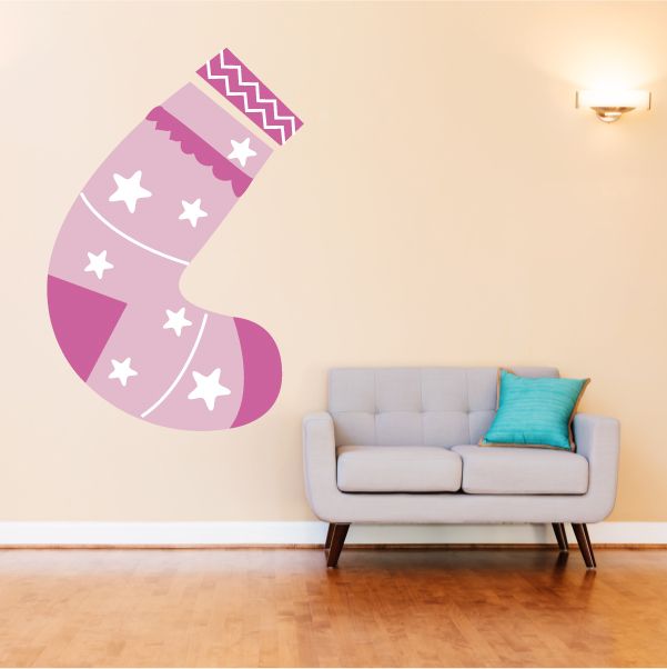 Image of Pink Stocking Printed Die Cut Decal