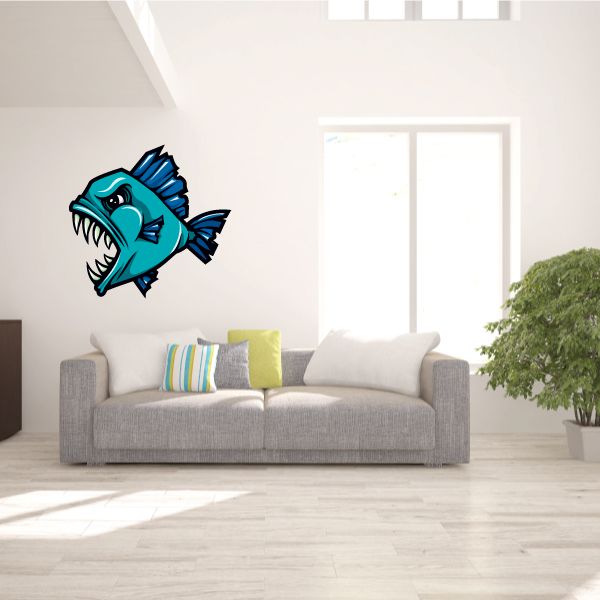 Image of Piranha Mascot Wall Decal - Vinyl Car Sticker - Uscolor018