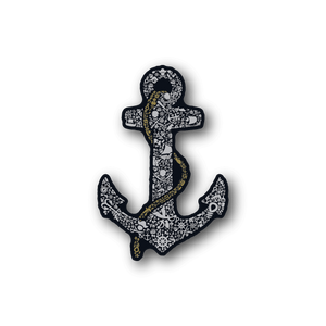 Pirate anchor vinyl sticker with nautical icons, dark and gold accents