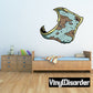 Pirate map sticker shaped like a boot, with beige islands and dashed routes