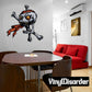 Pirate skull and crossbones wall sticker with black and orange skull and crossed bones