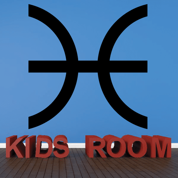 Pisces symbol decal with black infinity-style fish sign shape