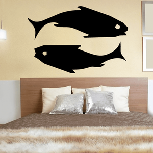 Black fish wall decal set with two simple fish silhouettes facing opposite directions
