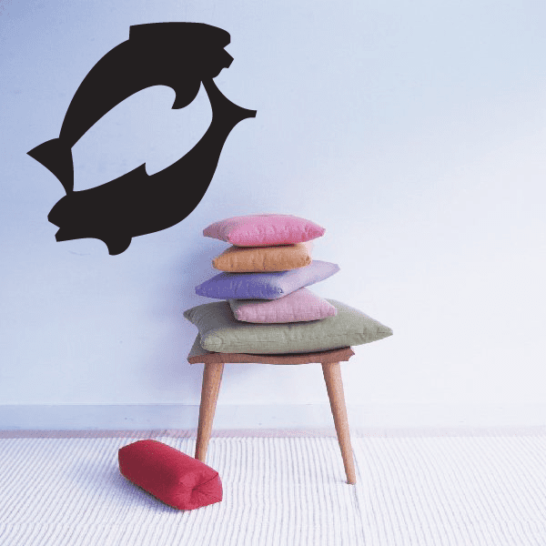 Pisces fish silhouette wall decal, dark black