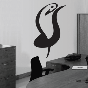 Artistic fish decal, black curved silhouette on light wall