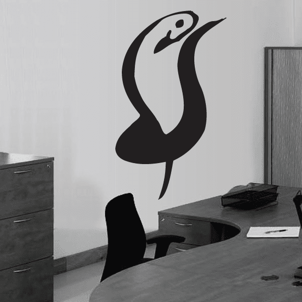 Artistic fish decal, black curved silhouette on light wall