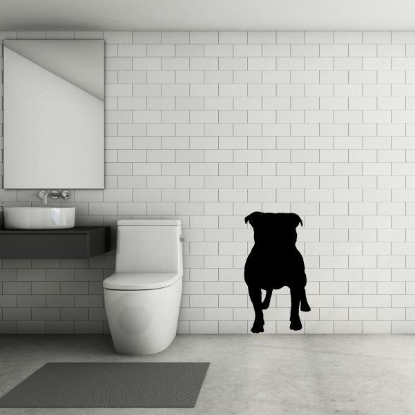 Pit bull wall decal, black standing dog silhouette