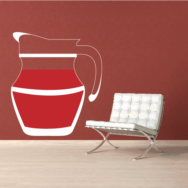Juice pitcher sticker with white outline and red liquid