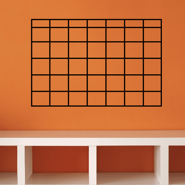 Calendar wall vinyl decal with black grid lines in a rectangular monthly layout