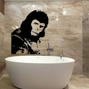 Black character silhouette wall decal with dramatic face portrait