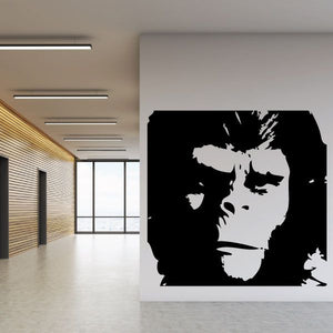 Planet Of The Apes face decal with bold black silhouette on light backing
