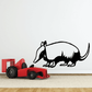Black-and-white armadillo decal with curved tail and small ears