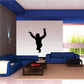 Playful gorilla wall decal, black silhouette of standing gorilla with arms up