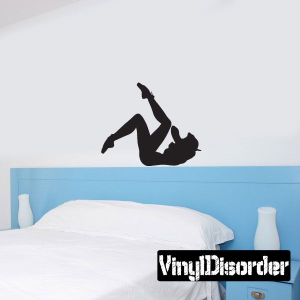 Black pinup silhouette wall decal with one leg raised and high heel