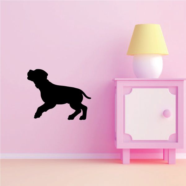Playful puppy dog decal, black dog silhouette