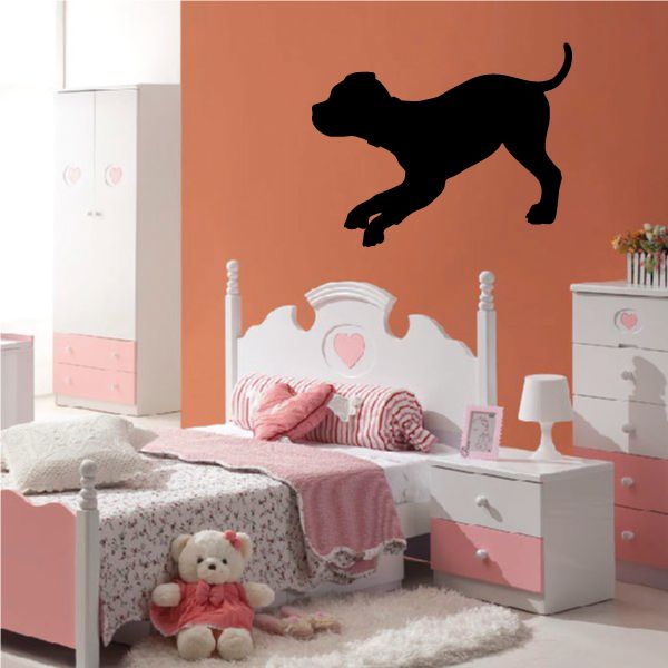 Puppy dog wall decal with black silhouette